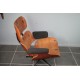 Lounge chair et ottoman cherry tissus noir Eames Herman Miller vintage